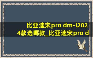 比亚迪宋pro dm-i2024款选哪款_比亚迪宋pro dm-i2024款上市时间